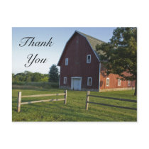 Red Barn with Fence Thank You postcards by loraseverson Red Barn with Fence Thank You postcards