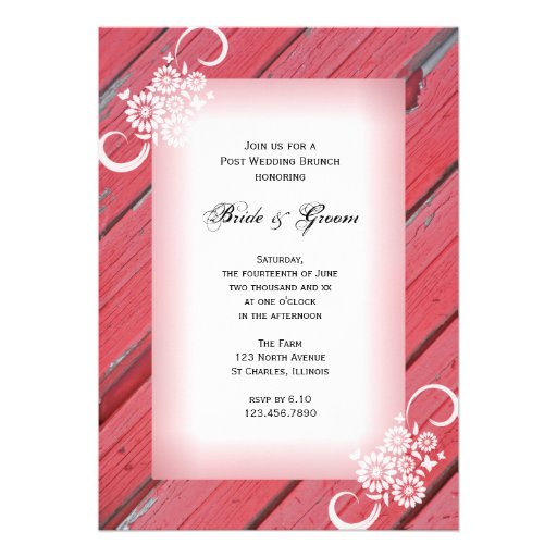 Red Barn Wood Country Post Wedding Brunch Invite