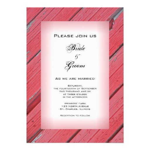 Red Barn Wood Country Wedding Invitation