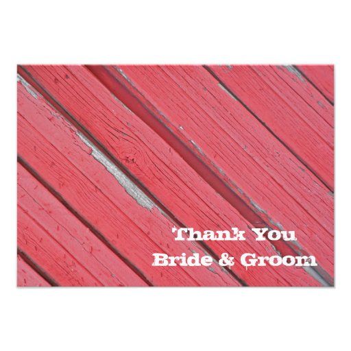 Red Barn Wood Country Wedding Thank You Note Custom Announcement