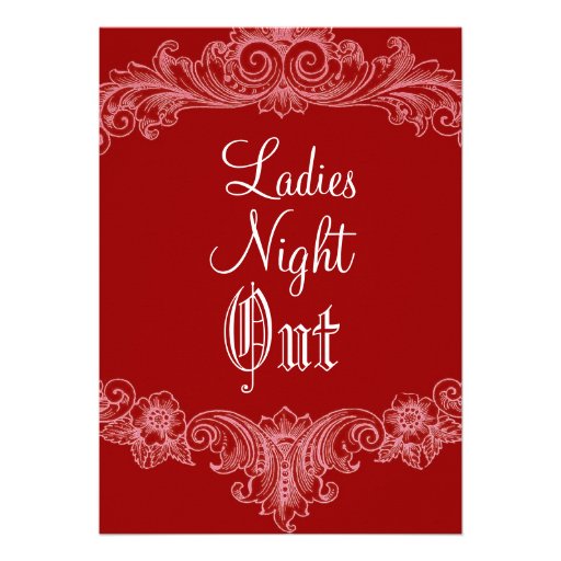 Red Baroque Ladies Night Out Custom Announcement