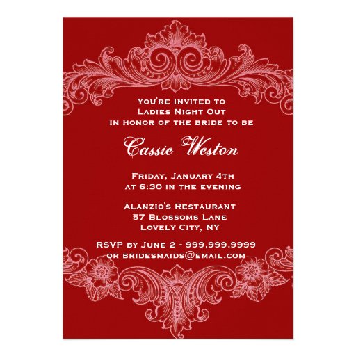 Red Baroque Ladies Night Out Custom Announcement