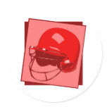 red baseball helmet logo round sticker