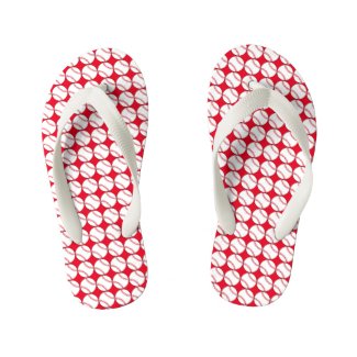 Red Baseball Kids Flip Flops