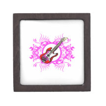 Red Bass Pink Floral Circle Blk Design Premium Keepsake Boxes