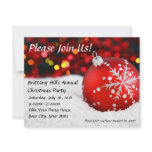 Red Bauble Snow Custom Christmas Invitations