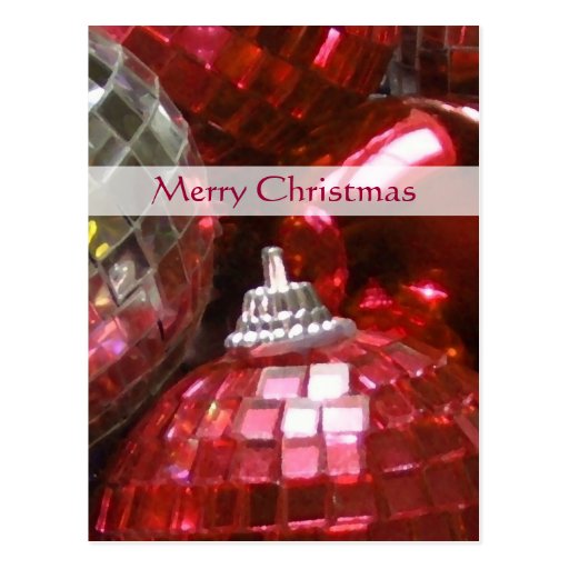 Red Baubles 'Merry Christmas' portrait Post Cards
