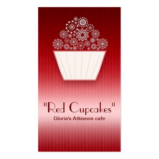 red beautiful cupcake business card (front side)