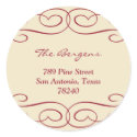 Red beige flourish Christmas holiday address label sticker