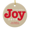Red beige joy to the world custom business logo ornament