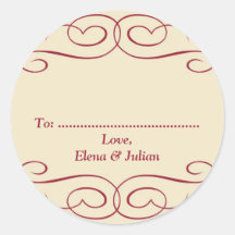 Red beige scroll custom Christmas holiday gift tag Stickers