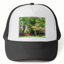 Red Bench by Pink Tree hats