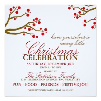 Red Berries Christmas Party Invitation