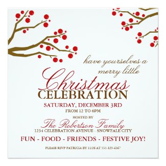 Red Berries Christmas Party Invitation