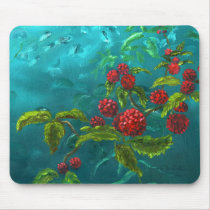 Red Berries in Green Background Mouse Mats