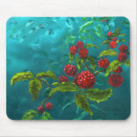 Red Berries in Green Background mousepads
