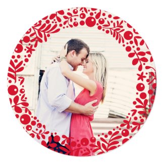 Red Berries Photo Frame Two-Sided Ornament Card Custom Announcements