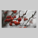 Red Berrries Happy Holidays Photo Card photo cards