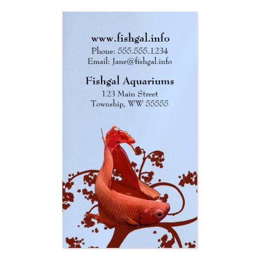 Red Betta Siamese Fighting Fish Business Cards (back side)