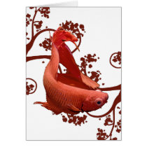 Red Betta Siamese Fighting Fish Card