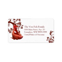 Red Betta Siamese Fighting Fish Custom Address Label