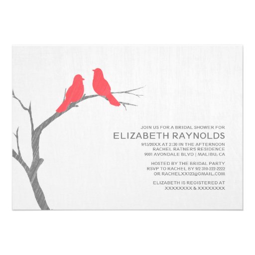 Red Bird Bridal Shower Invitations