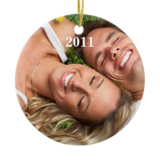 Red Bird Christmas Couples Photo Ornament ornament