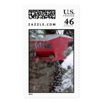 Red Bird Feeder in the snow Stamp