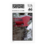 Red Bird Feeder in the snow stamps