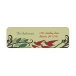 Red Bird Leaf Swirl Art Nouveau Return Address Return Address Labels