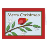 Red Bird on a Branch "Merry Christmas" Card