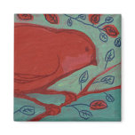 Red Bird Square Magnet magnets