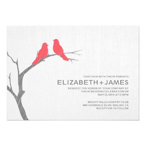 Red Bird Wedding Invitations
