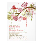 Red Bird Whimsical Winter Birthday Invitation invitations