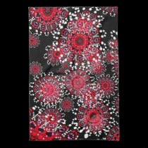 Red+Black Abstract Batik Art Tea Towel kitchen towels