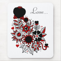 Red & Black Abstract Hearts & Flowers Design mousepads by mrssocolov Red & Black Abstract Hearts & Flowers Design mousepads