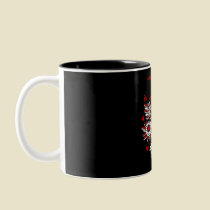 Red & Black Abstract Hearts & Flowers Design mugs