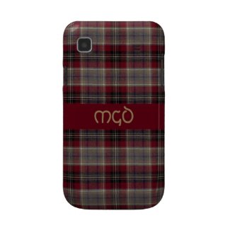 Red black and brown Tartan Plaid with monogram