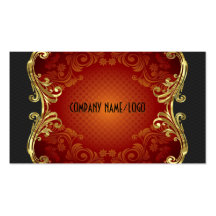 Red Black And Gold Swirls Business Card Template 3