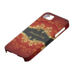 Red Black And Gold Tones Vintage Swirls-Monogram casemate cases