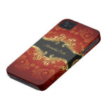 Red Black And Gold Tones Vintage Swirls-Monogram casemate cases