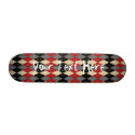 Red Black and Gray Argyle Personalized skateboards by TeeShirtsTShirts Red Black and Gray Argyle Personalized skateboards