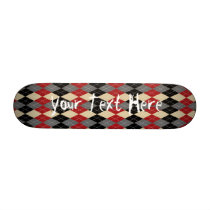 Red Black and Gray Argyle Personalized skateboards