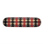 Red Black and Gray Argyle Skate Board