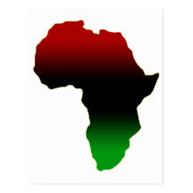 Red, Black and Green Africa Shape Postcard