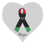 Red Black And Green Ribbon Libya Heart Stickers