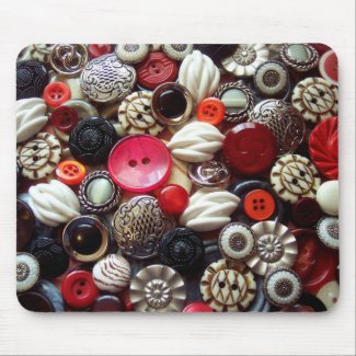 Red Black and Silver Button Collage mousepad