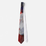 Red black and white abstract mens tie