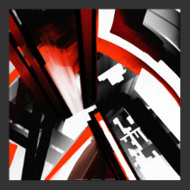 Red Black and White Abstract posters