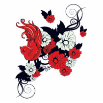 red black and white bird and flowers lovely vector photo sculptures